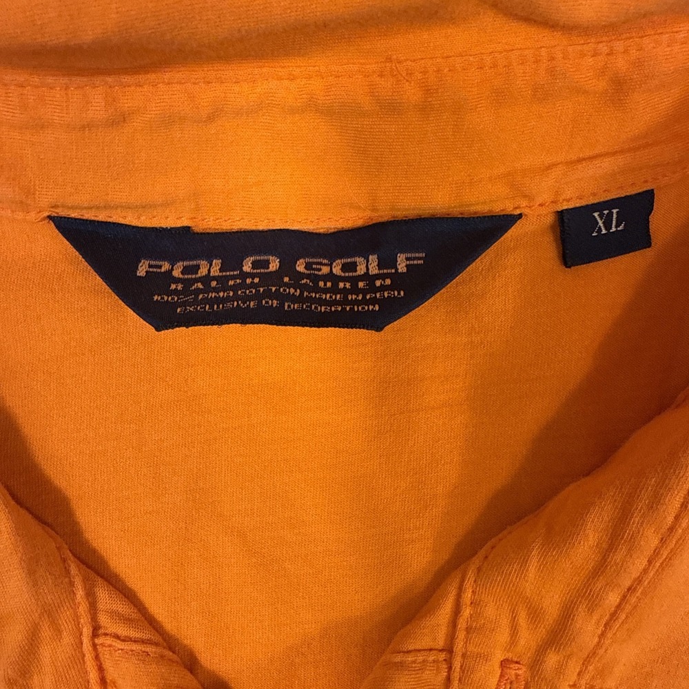 SHIRT GOLF POLO Ralph Lauren Polo Mens  XL ORANGE Pima Cotton PULLOVER BUTTON UP